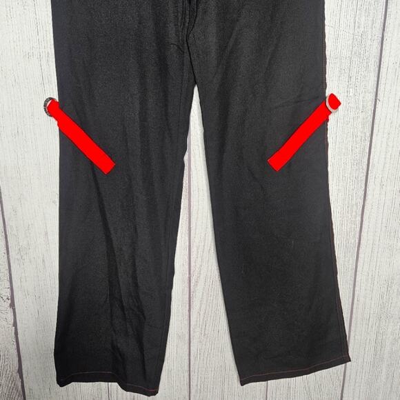Royal Bones By Tripp, Goth Y2K Black & Red Strappy Chain Pants, size 7 - Picture 3 of 6